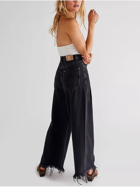 Free People Denim - Free People We The Free Old West Slouchy High Rise Wide Leg Jeans Black 27